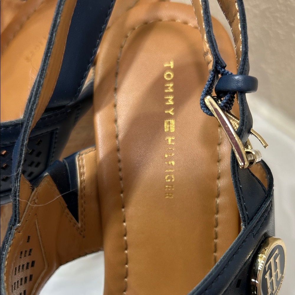 Tommy Hilfiger Navy Wedge Sandals - Picture 3 of 6